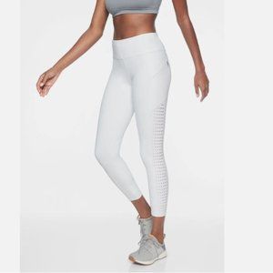 ATHLETA Contender Laser Cut 7/8 Powervita Leggings, Sz. SP in White